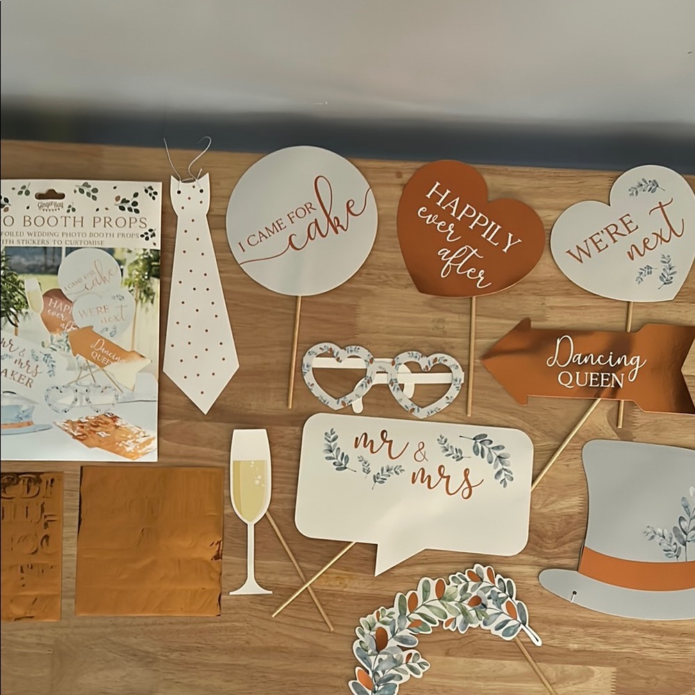 White and Copper Foiled  Party Decorations Photo Booth Props
